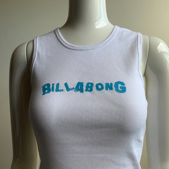 Billabong surf white & blue logo cotton ribbed tank top - Picture 3 of 5